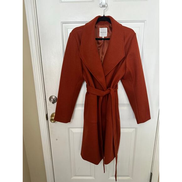 Avec Les Filles Coat Women's Size XL Rust Brown Long Sleeve Belted Wrap Coat - Picture 2 of 12